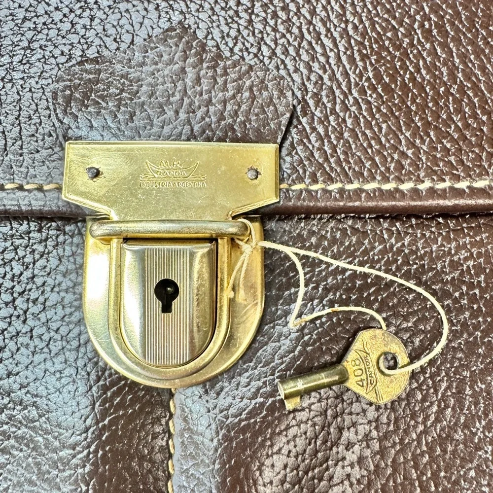 Vintage .Brown Leather Bag with Gold Lock